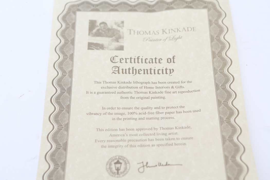 Thomas Kinkade Offset Lithograph "Cobblestone Bridge"