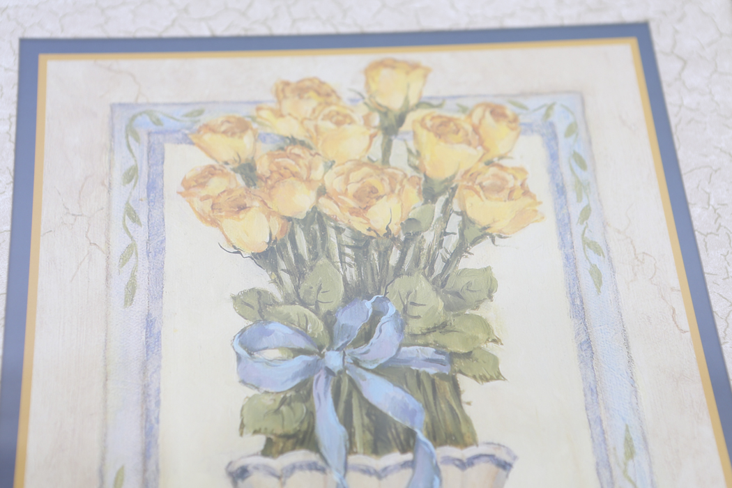 Pair of Yellow Flower Bouquet Prints by Barbara Mock