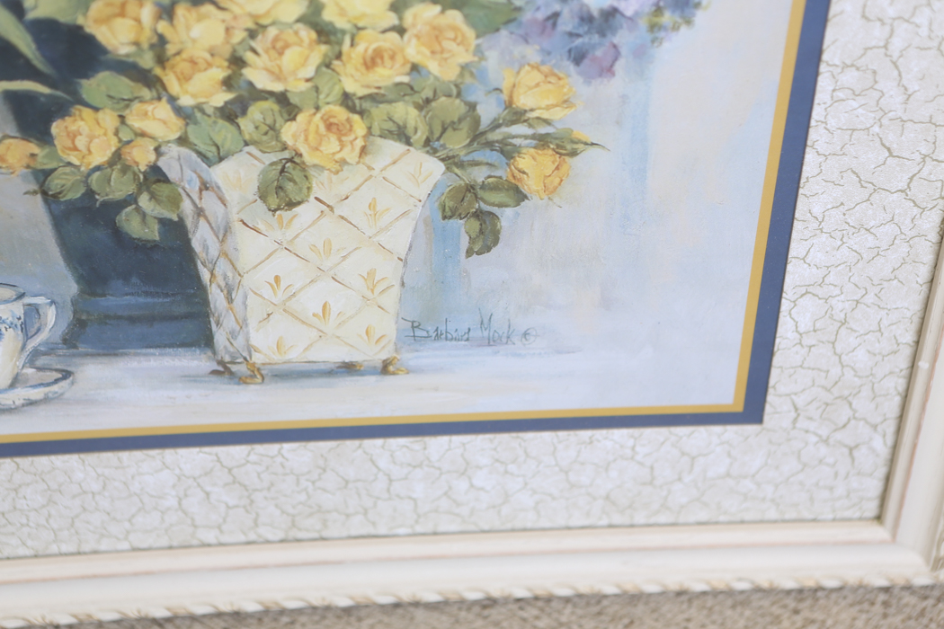 Framed Yellow Flowers Print After  Barbara Mock