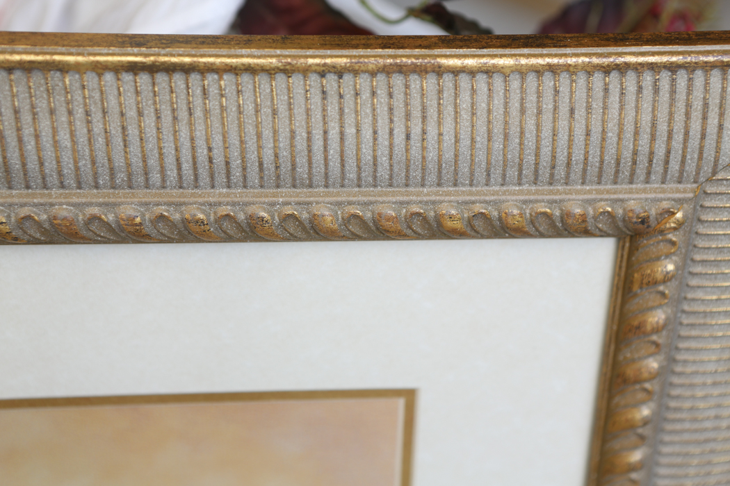 Framed Still Life Lithograph of Flowers