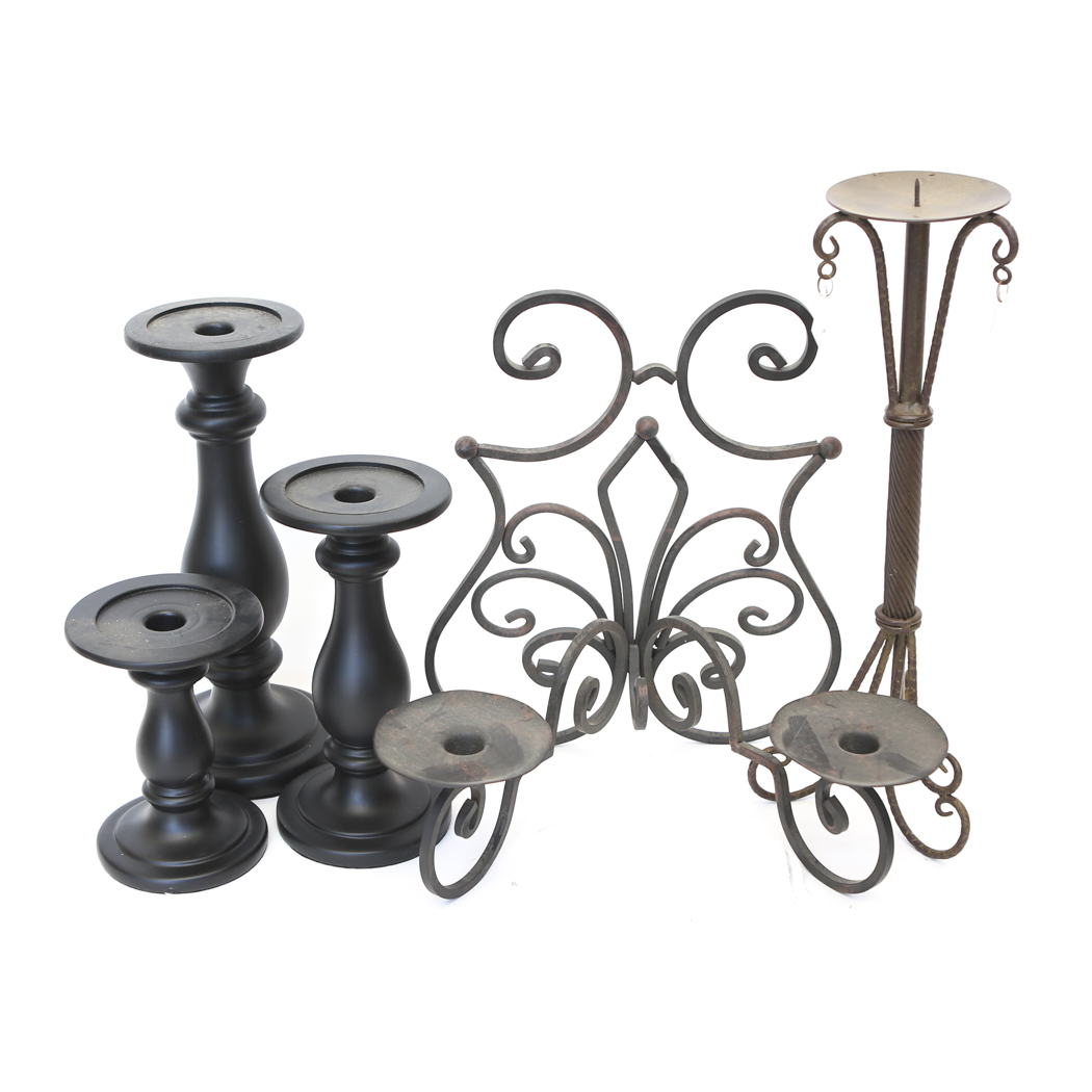 Grouping of Metal and Resin Candle Holders