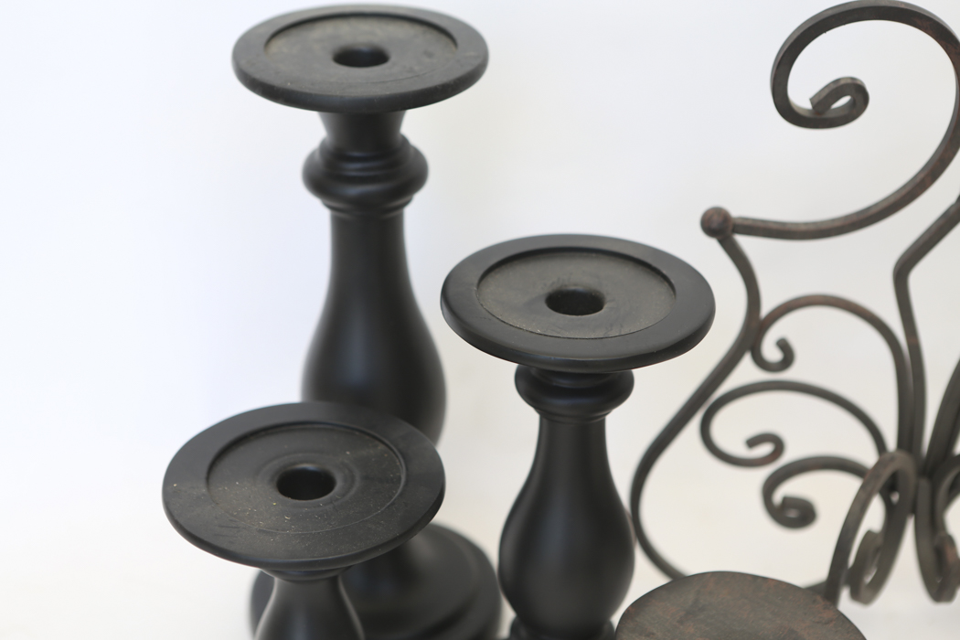 Grouping of Metal and Resin Candle Holders