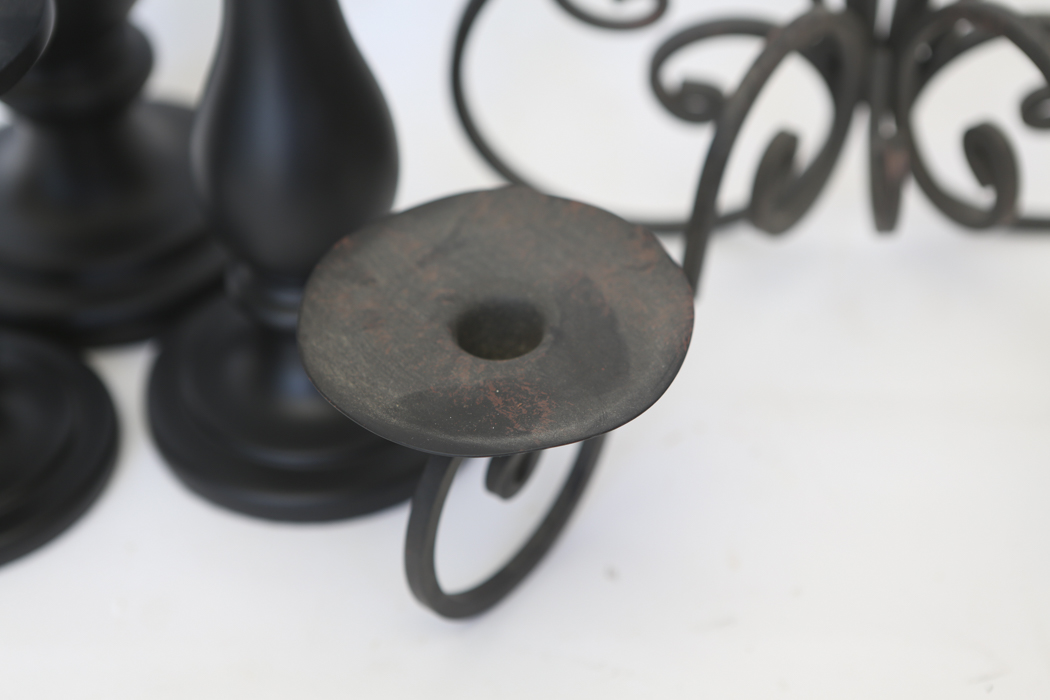 Grouping of Metal and Resin Candle Holders