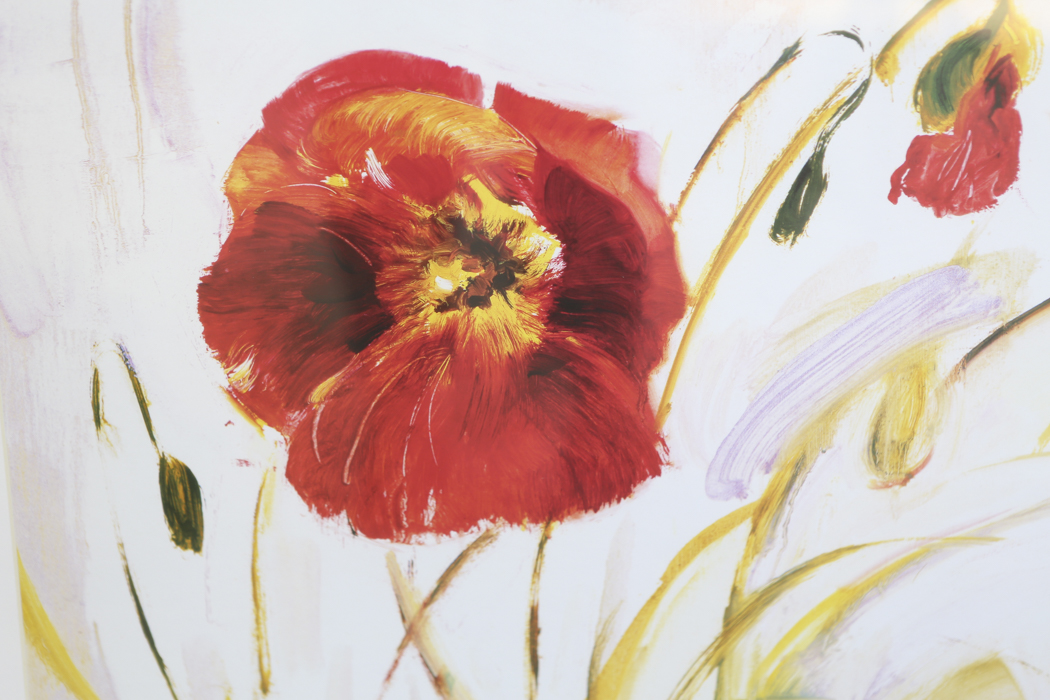 Pair of Crimson Flower Prints