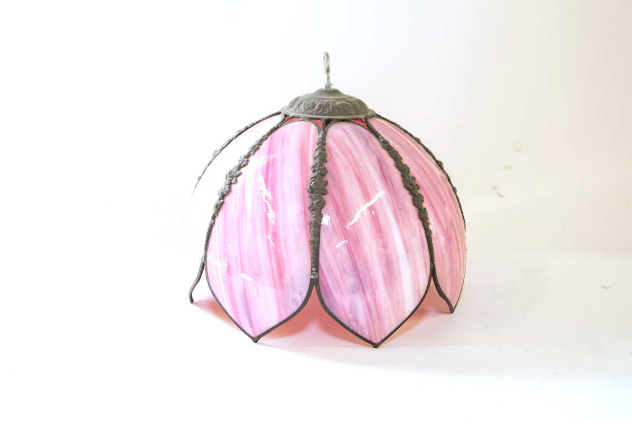 Floral Inspired Pink Slag Glass Lamp Shade