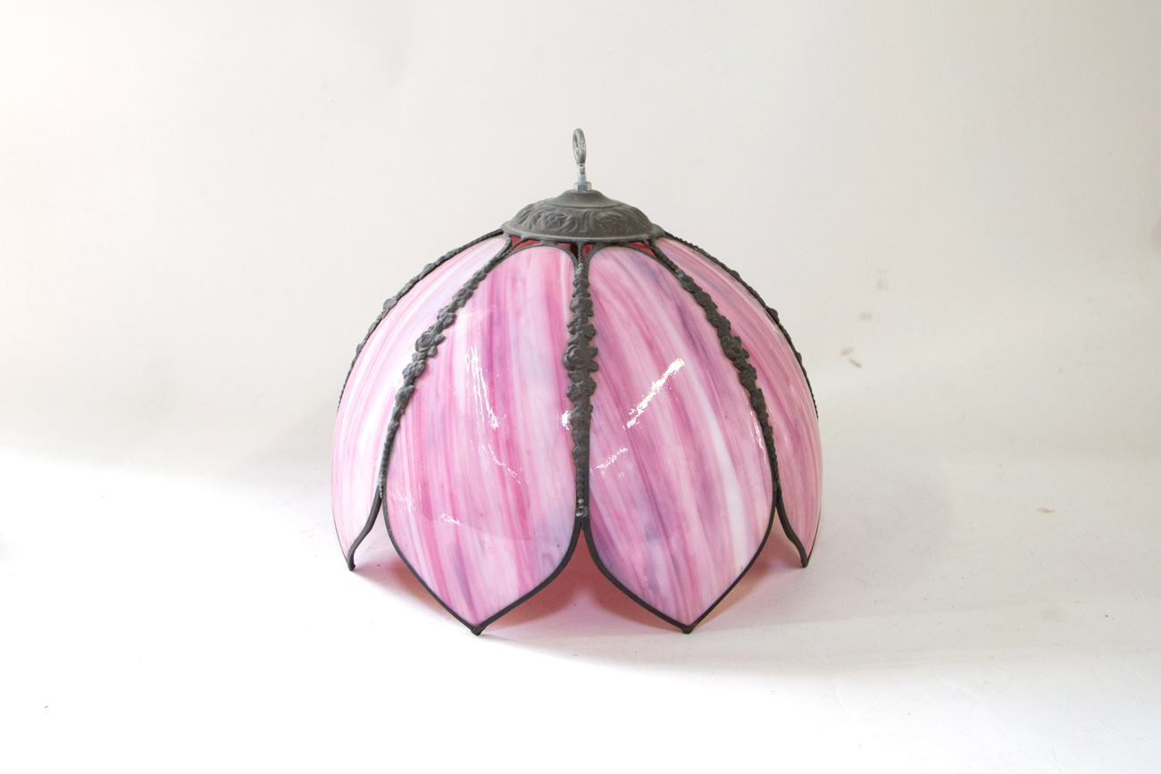 Floral Inspired Pink Slag Glass Lamp Shade