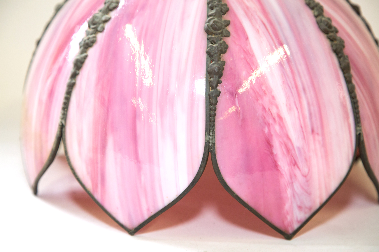 Floral Inspired Pink Slag Glass Lamp Shade