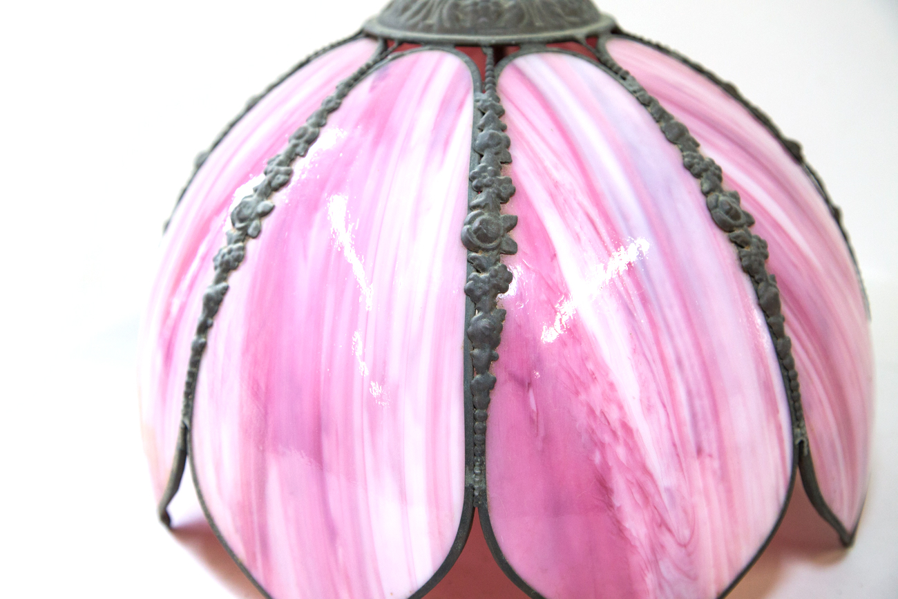 Floral Inspired Pink Slag Glass Lamp Shade