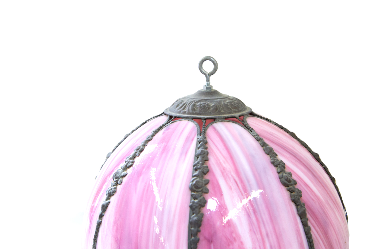 Floral Inspired Pink Slag Glass Lamp Shade