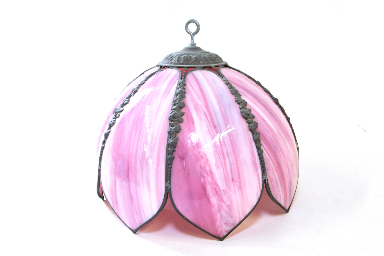 Floral Inspired Pink Slag Glass Lamp Shade