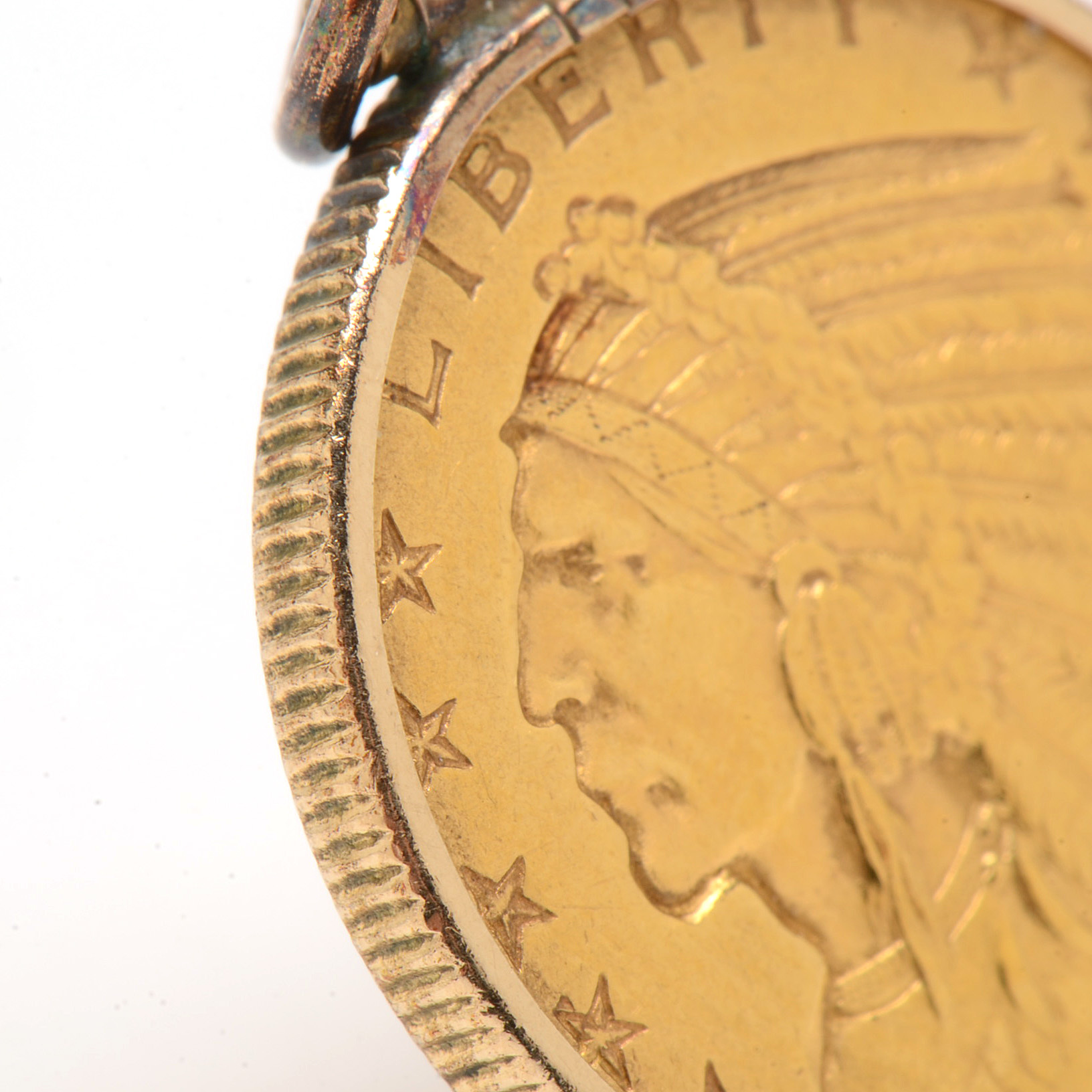 1911 Indian Head $5 22K Gold Coin Set in 10K Yellow Gold Pendant