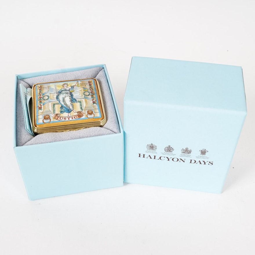 "Justice" Halcyon Days Enamel Trinket Box