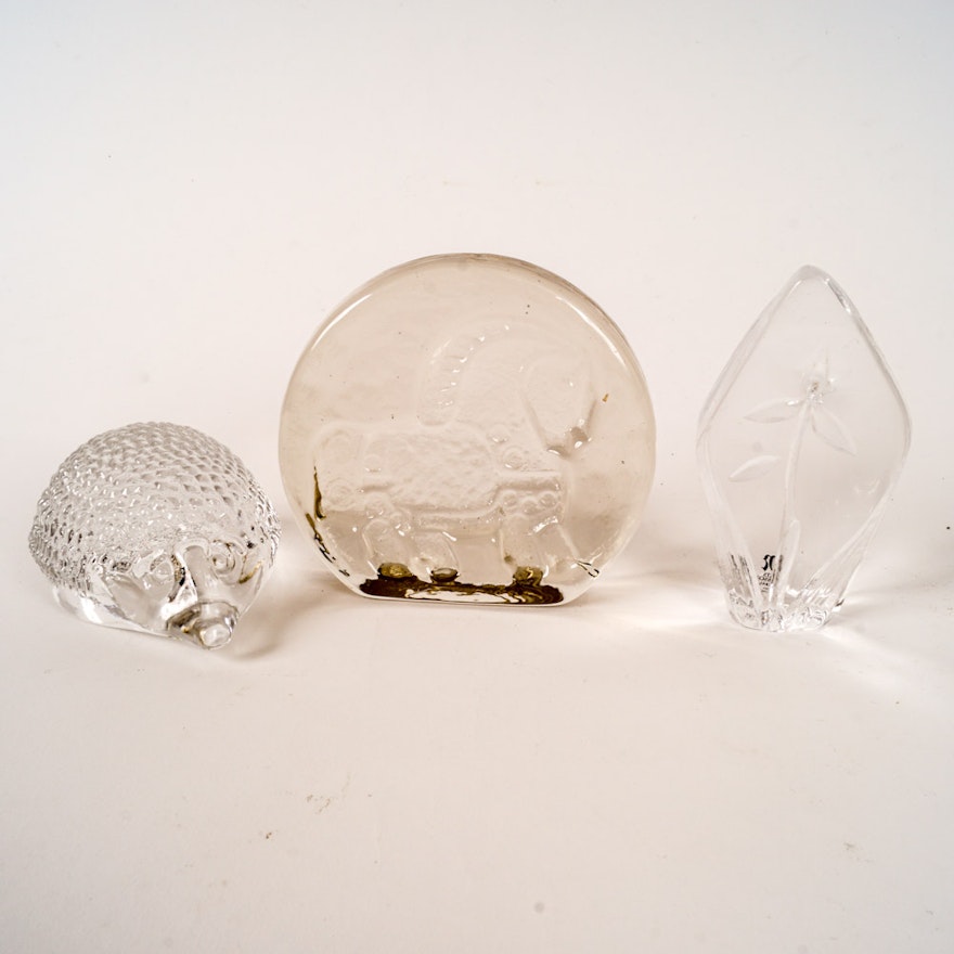 Collection of Clear Glass Paperweights