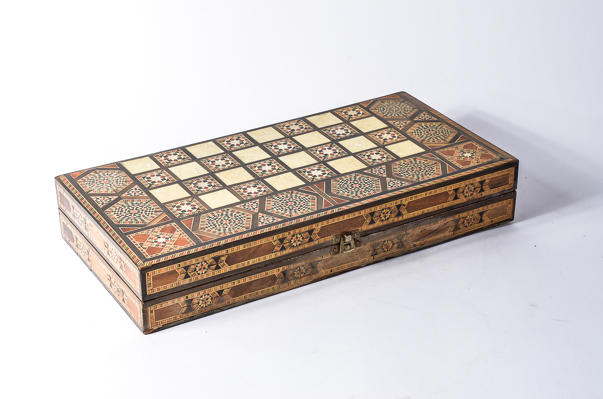 Damascus Marquetry Game Board with Mother of Pearl