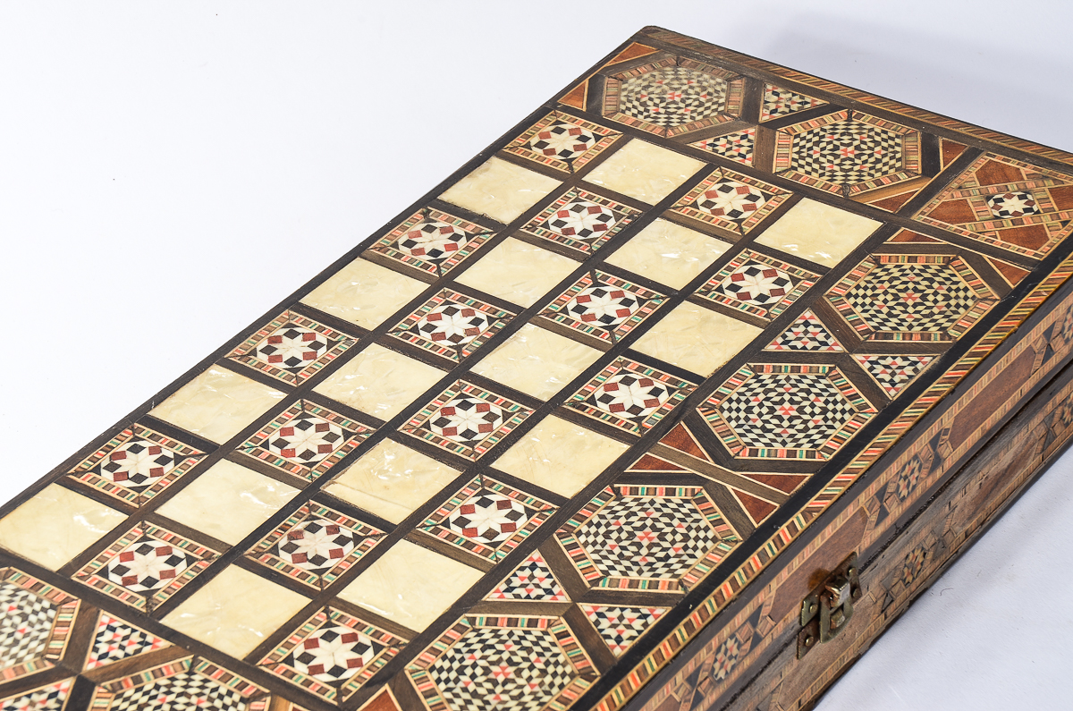 Damascus Marquetry Game Board with Mother of Pearl