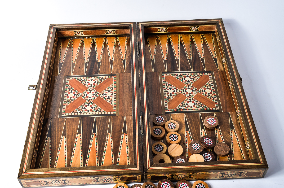 Damascus Marquetry Game Board with Mother of Pearl