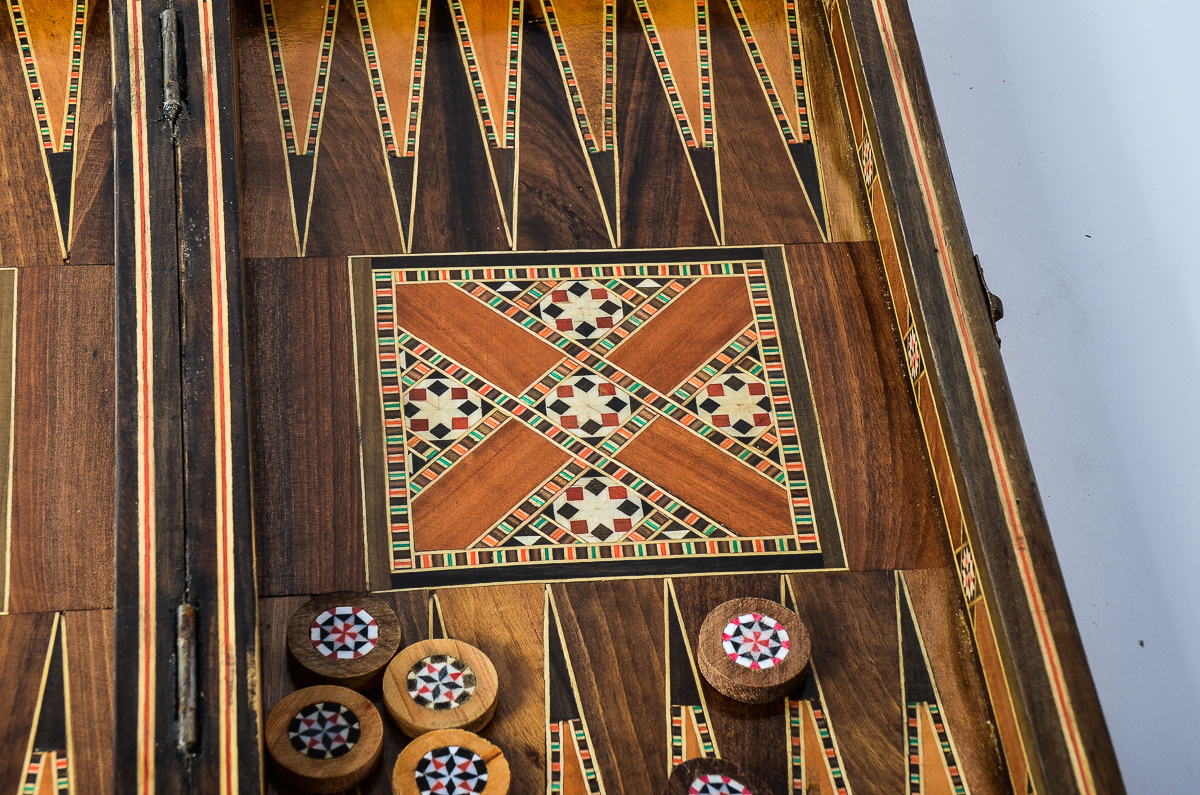 Damascus Marquetry Game Board with Mother of Pearl