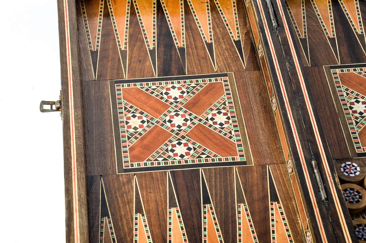 Damascus Marquetry Game Board with Mother of Pearl
