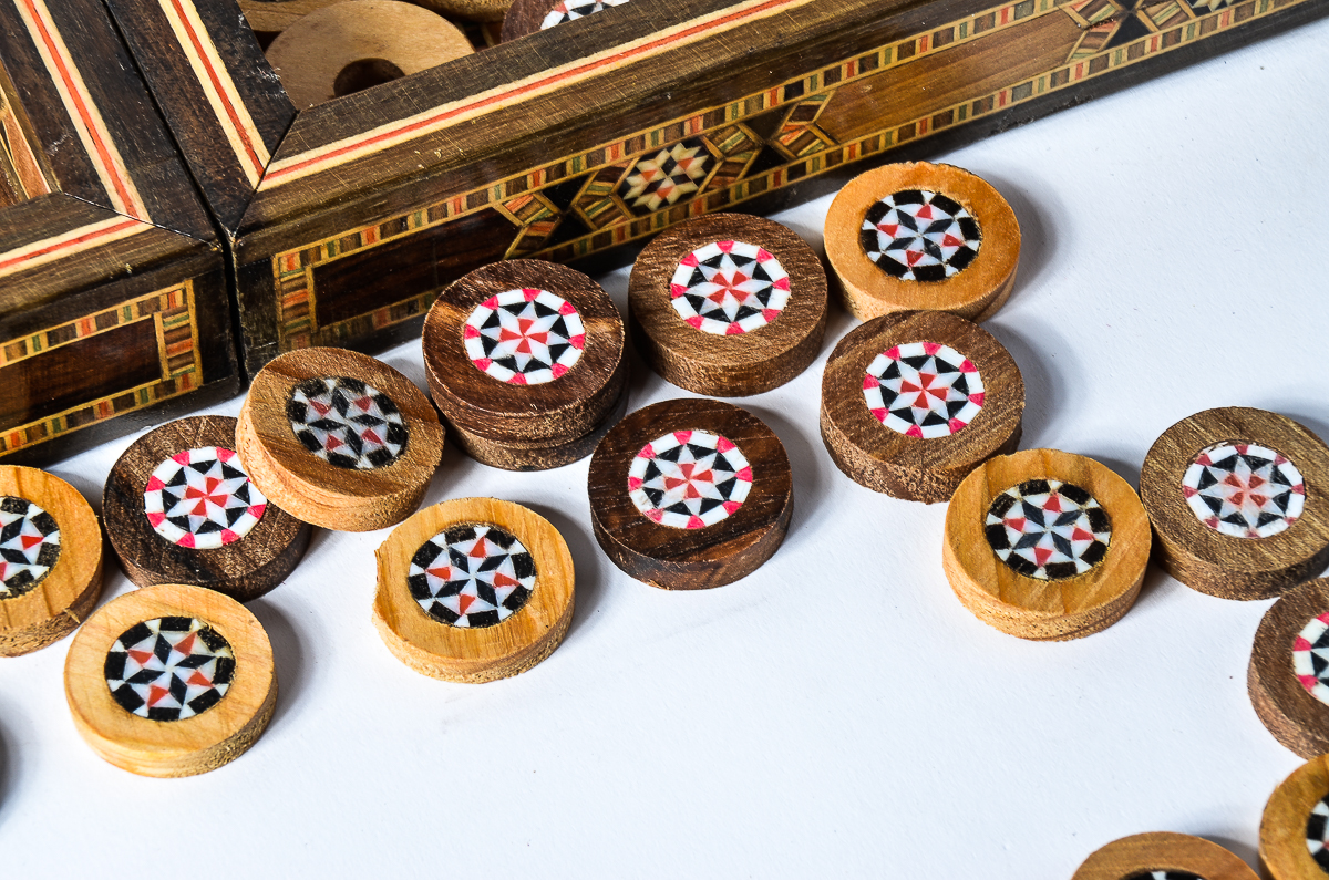 Damascus Marquetry Game Board with Mother of Pearl