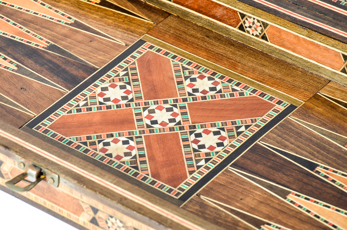 Damascus Marquetry Game Board with Mother of Pearl