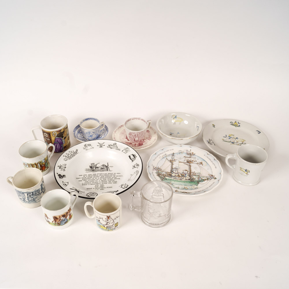 Variety of Vintage Children's Dishes