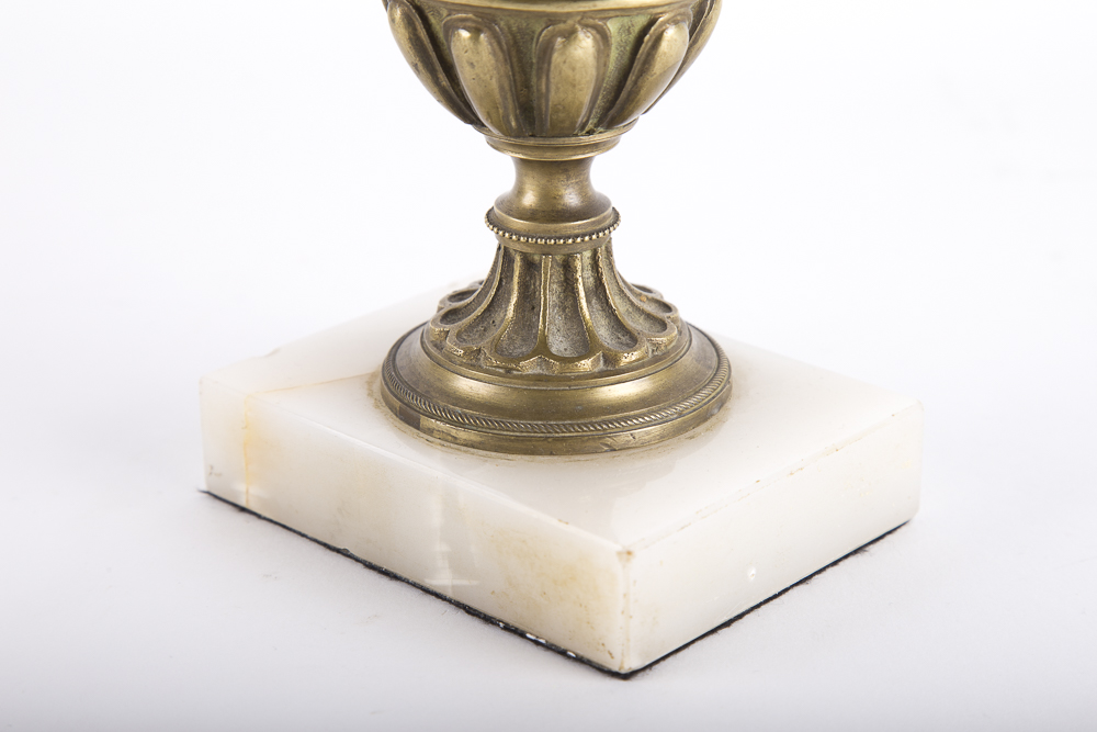 Nature Motif Brass Urn With Marble Base