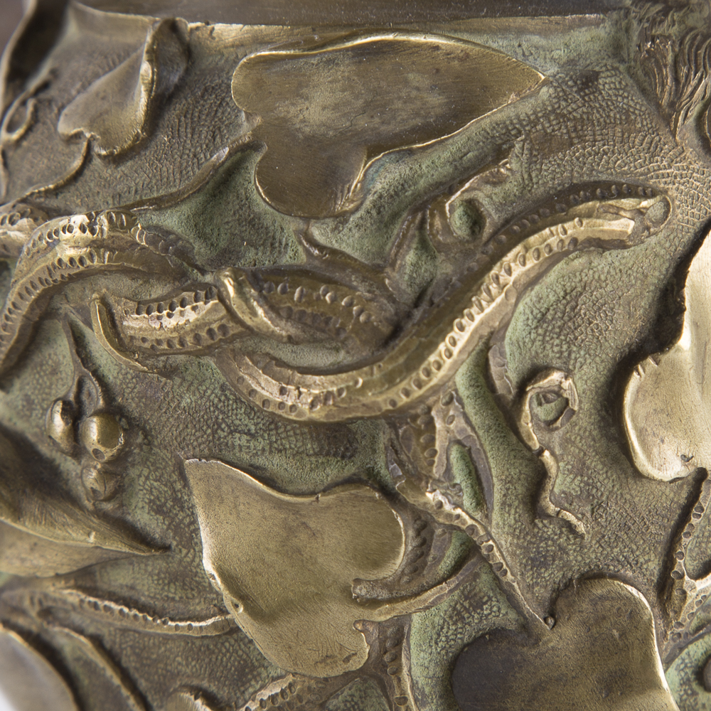 Nature Motif Brass Urn With Marble Base