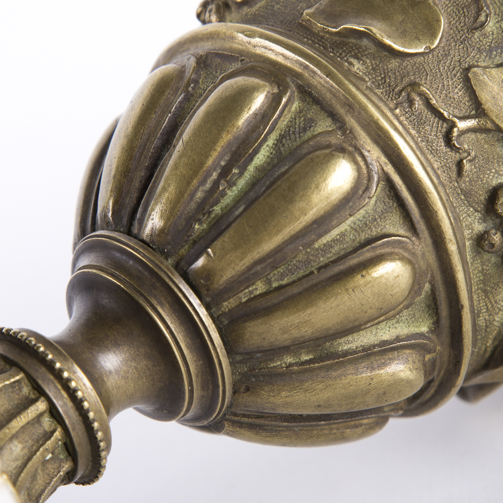 Nature Motif Brass Urn With Marble Base