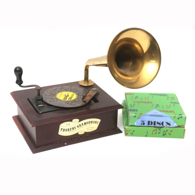 Thorens Music Box Gramophone Style with Extra Discs for Restoration
