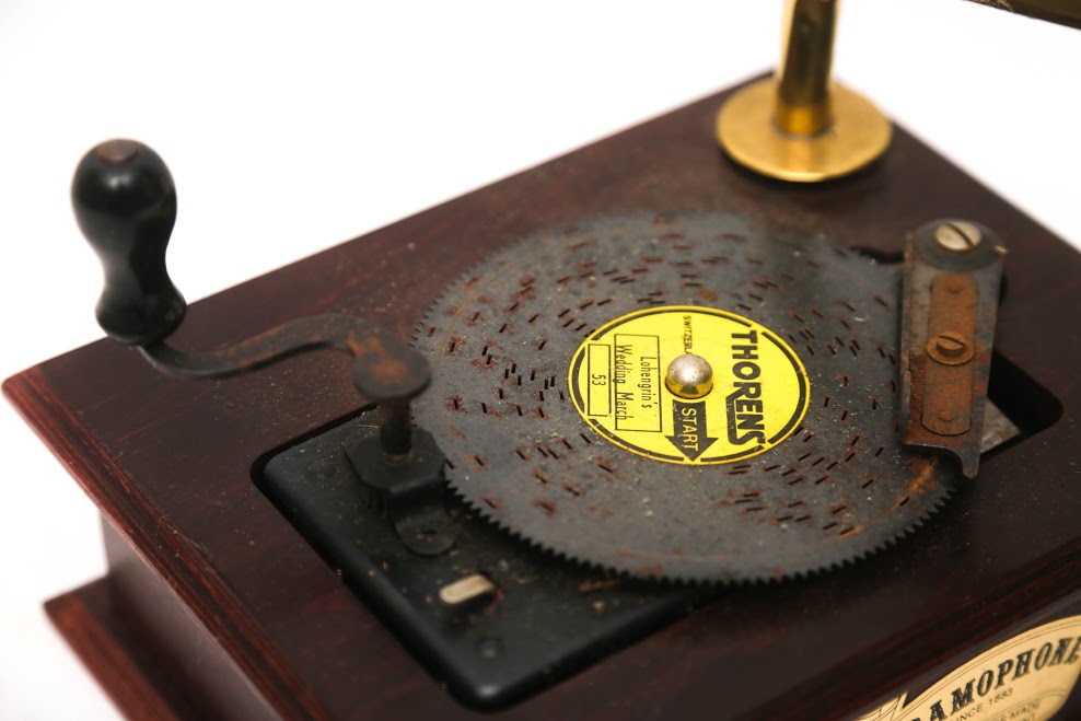 Thorens Music Box Gramophone Style with Extra Discs for Restoration