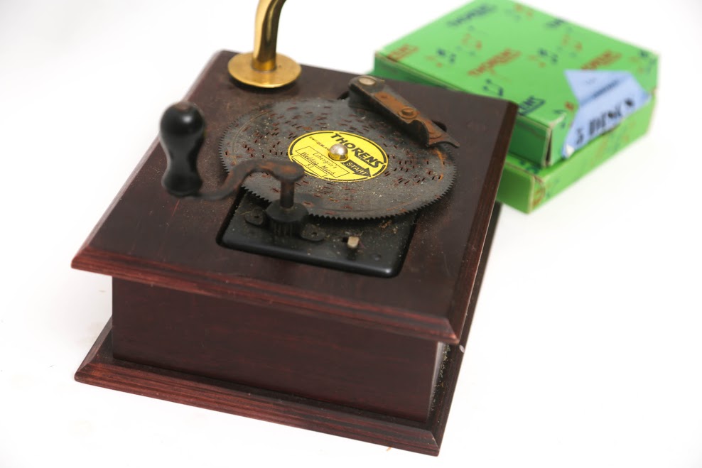 Thorens Music Box Gramophone Style with Extra Discs for Restoration