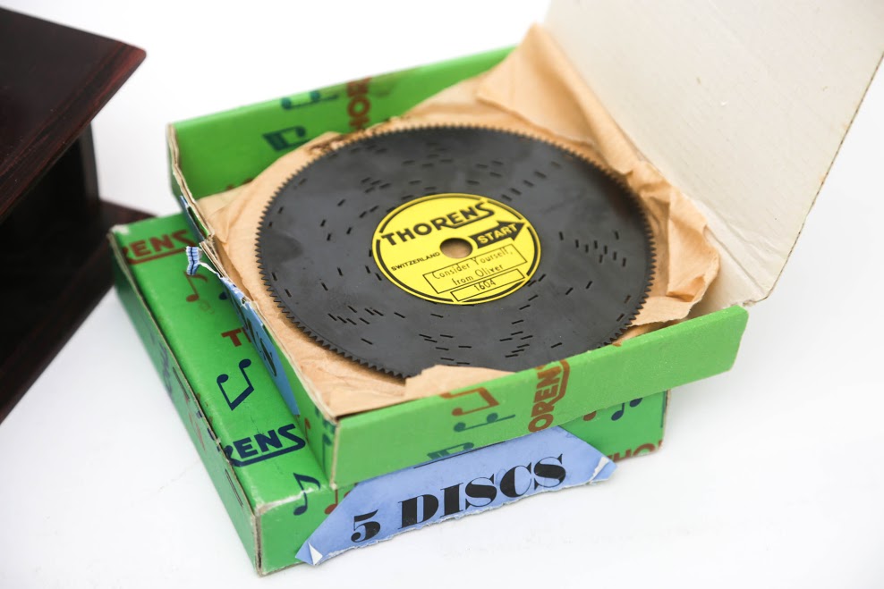 Thorens Music Box Gramophone Style with Extra Discs for Restoration
