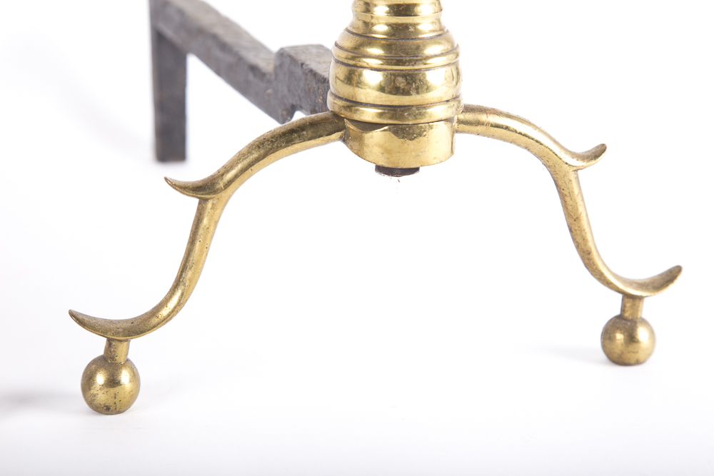 Brass and Cast Iron Andirons