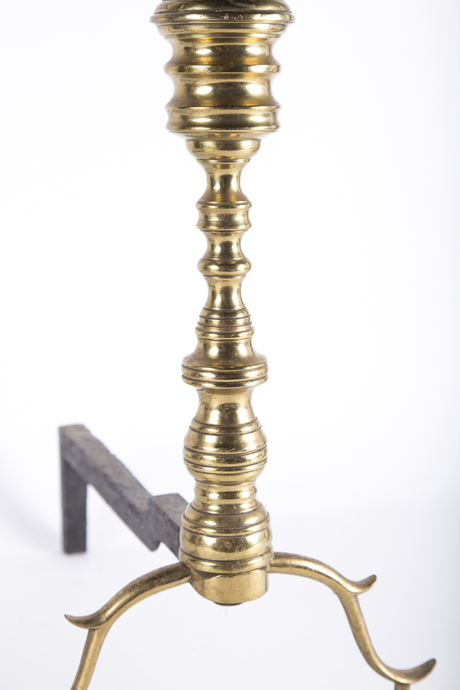 Brass and Cast Iron Andirons