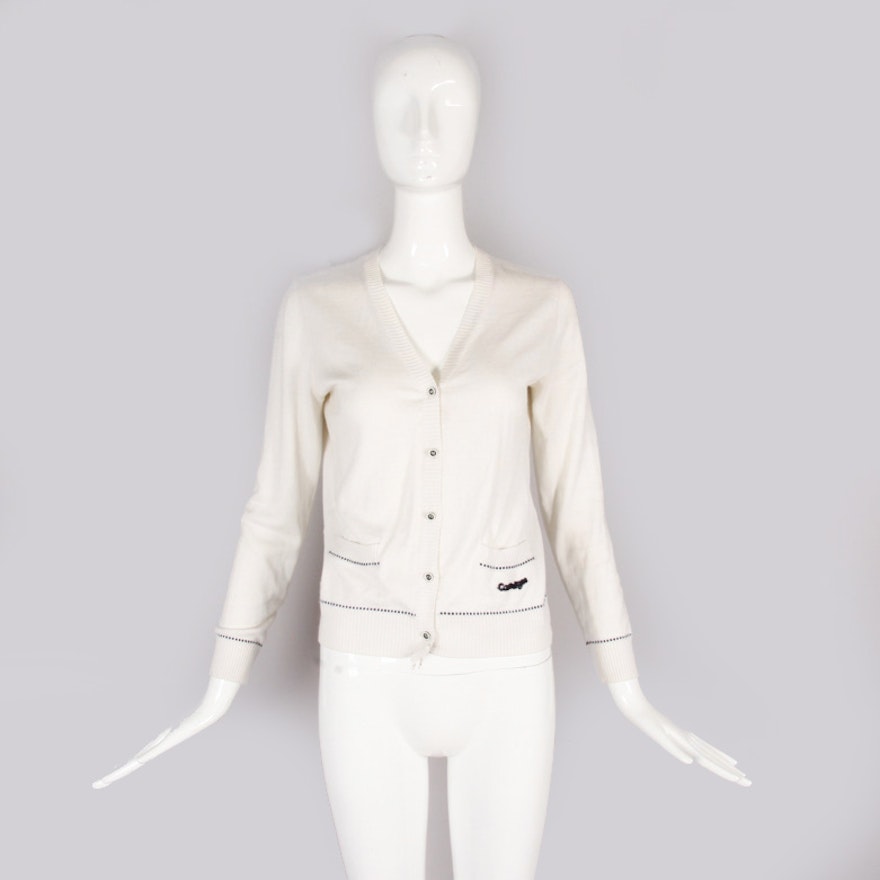 Vintage Courreges White Fitted Cardigan