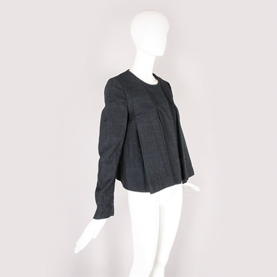 Marni Charcoal Gray Pleated Wool Jacket