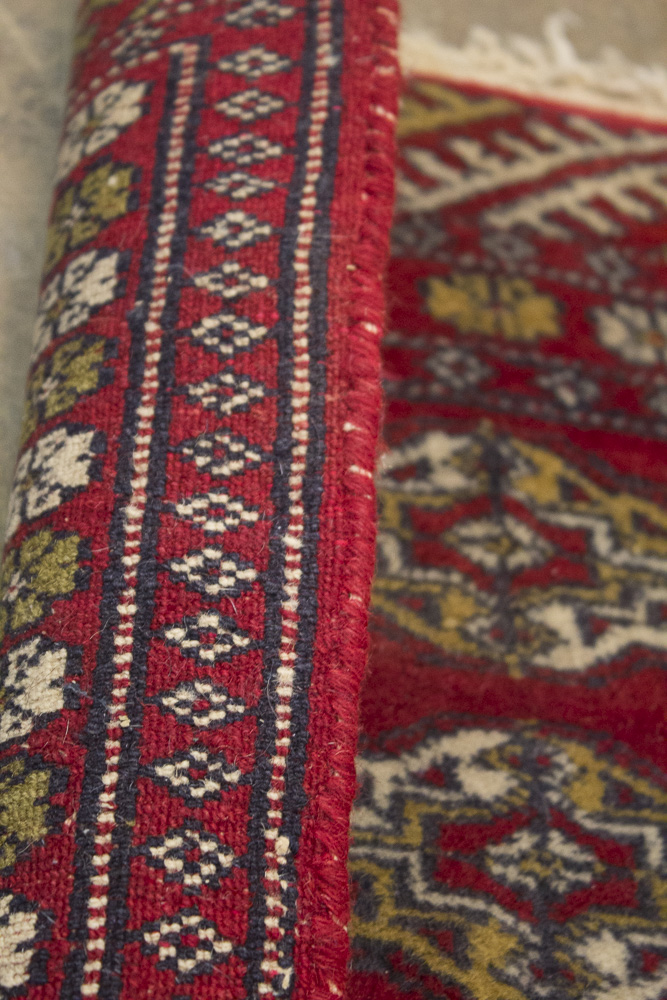 Hand-Knotted Pakistani Bokhara Accent Rug