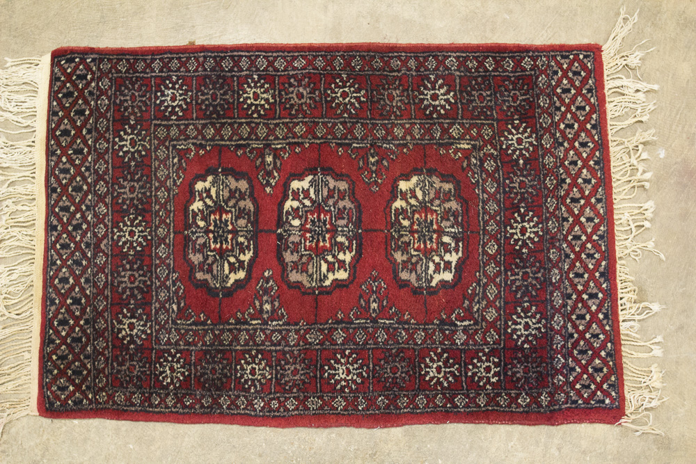 Hand-Knotted Pakistani Bokhara Accent Rug