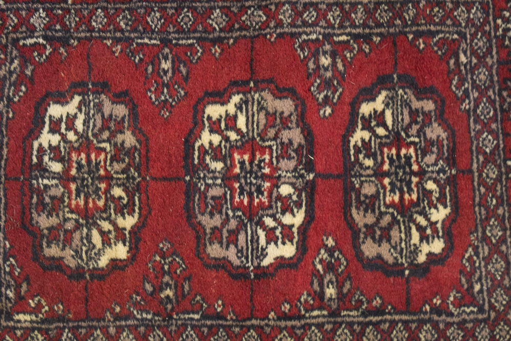 Hand-Knotted Pakistani Bokhara Accent Rug