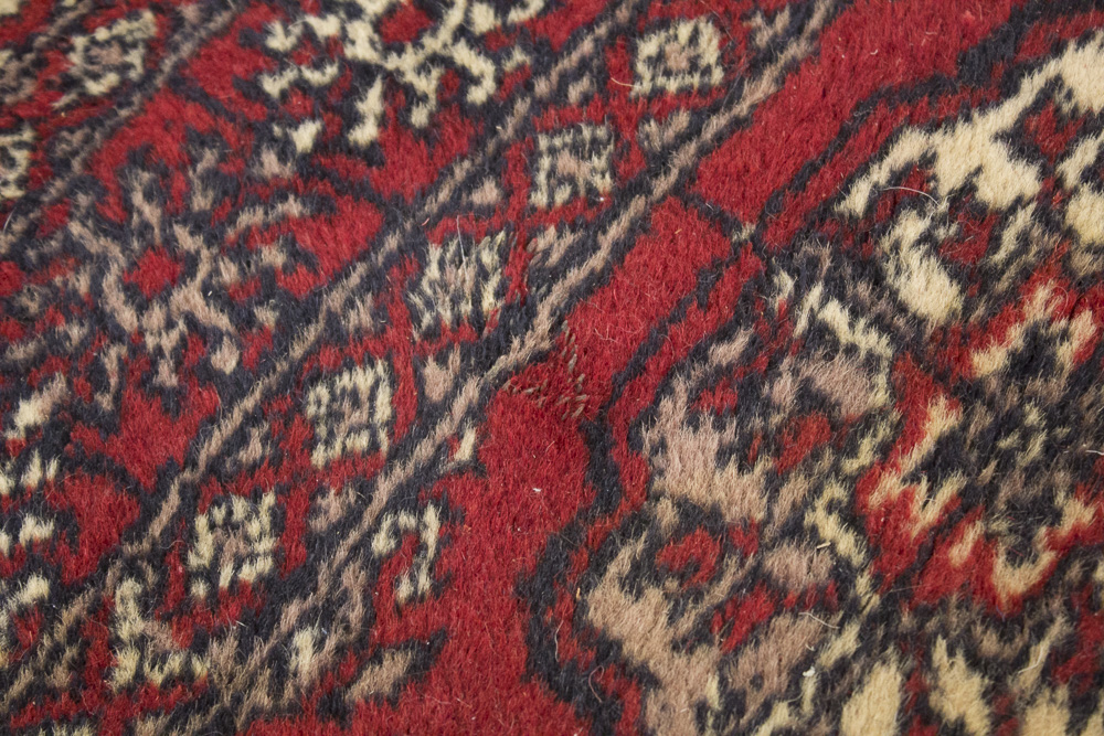 Hand-Knotted Pakistani Bokhara Accent Rug