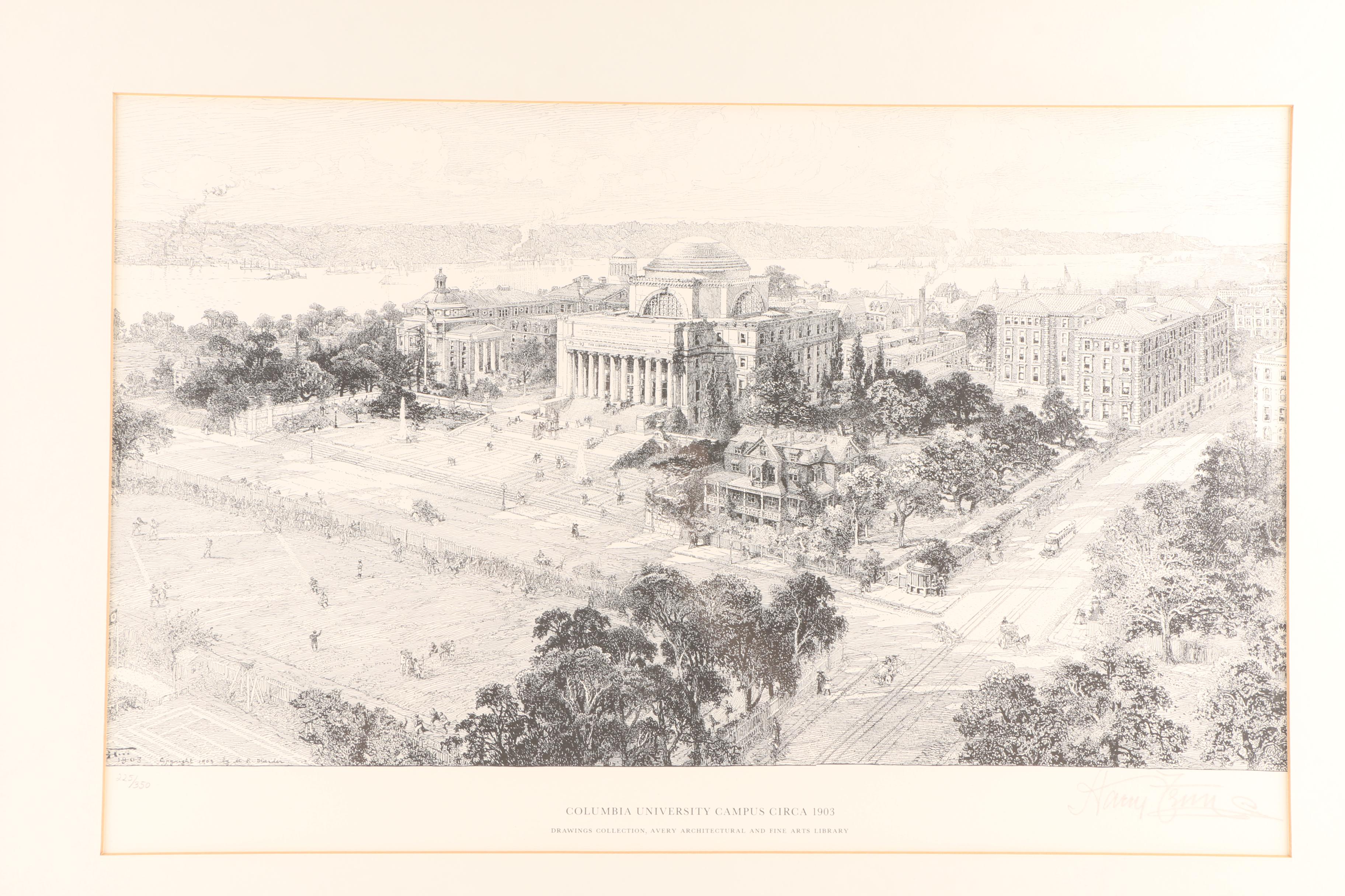 Harry Fenn Limited Edition Lithograph "Columbia University Campus"