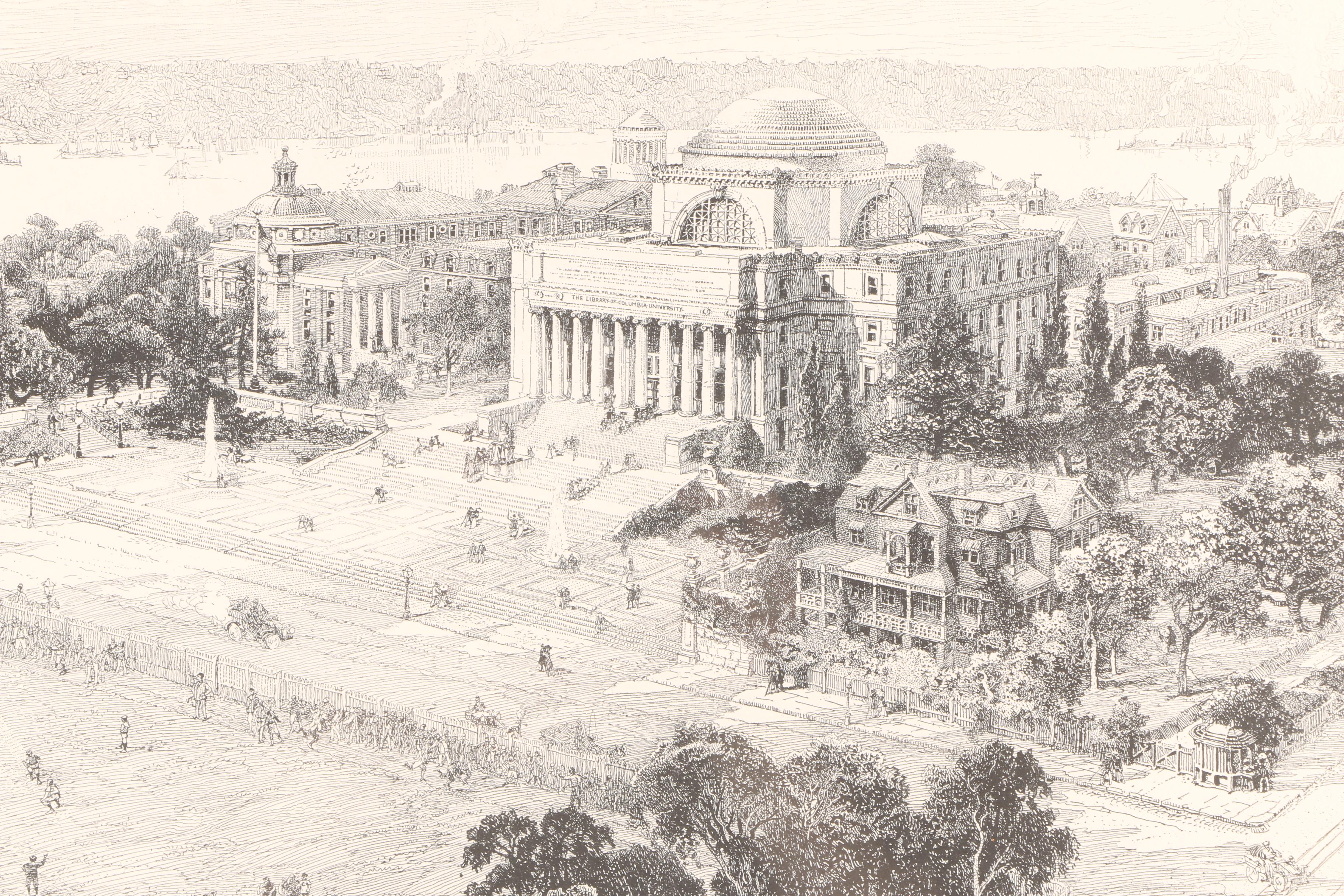 Harry Fenn Limited Edition Lithograph "Columbia University Campus"