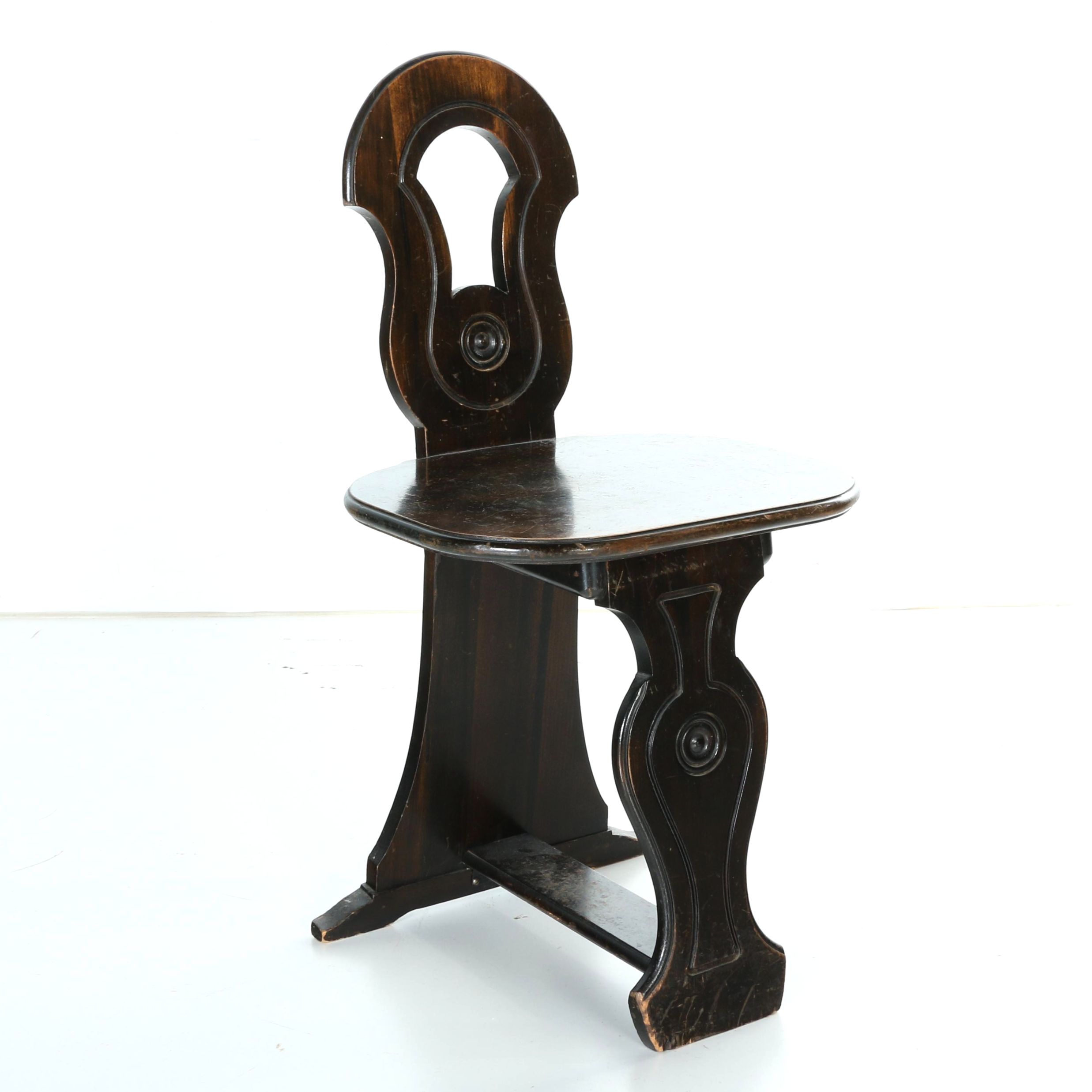 Vintage Walnut Hall Chair by Davis Birely