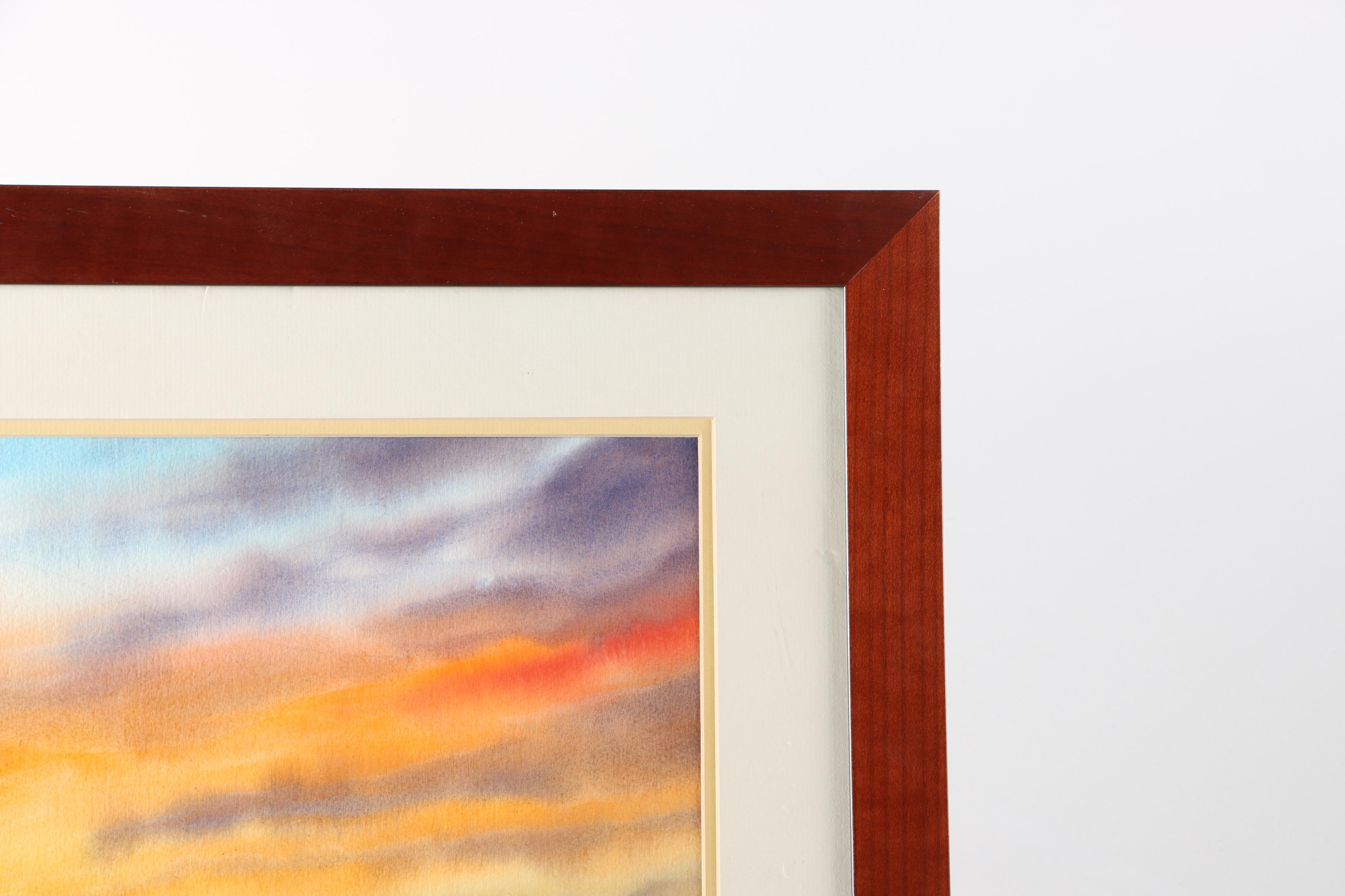 Jack Yelle Signed Original Watercolor of Sunset