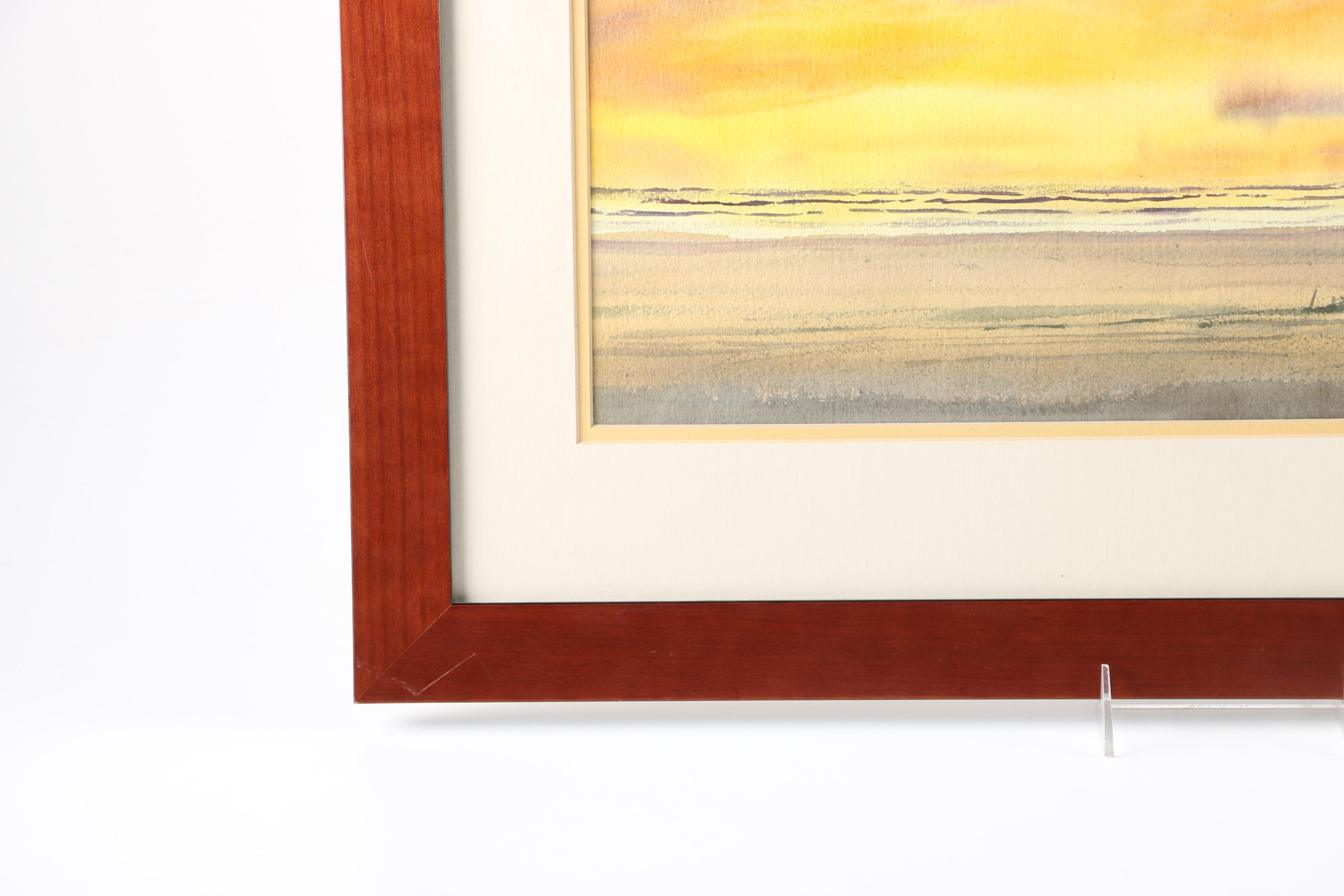 Jack Yelle Signed Original Watercolor of Sunset