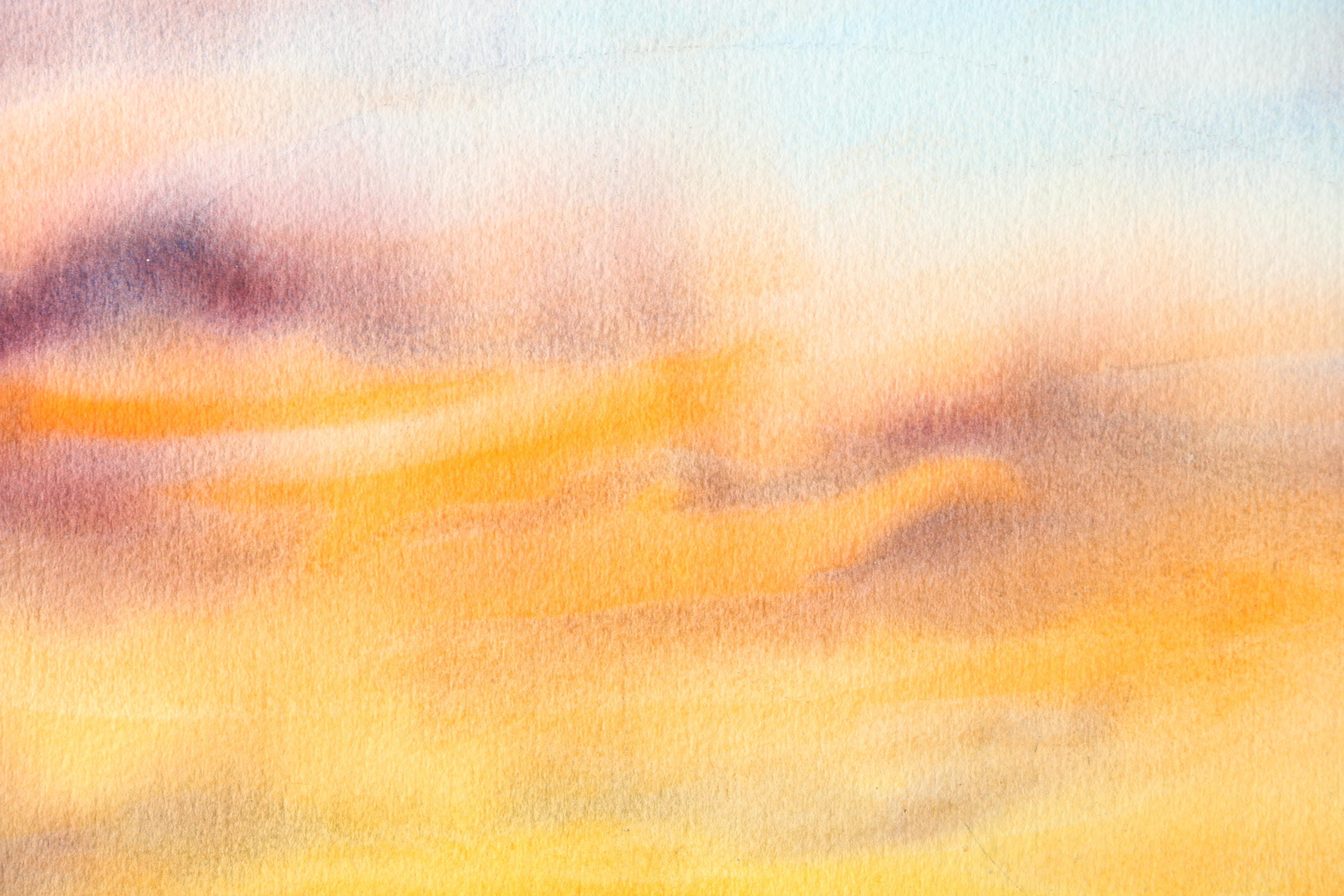 Jack Yelle Signed Original Watercolor of Sunset