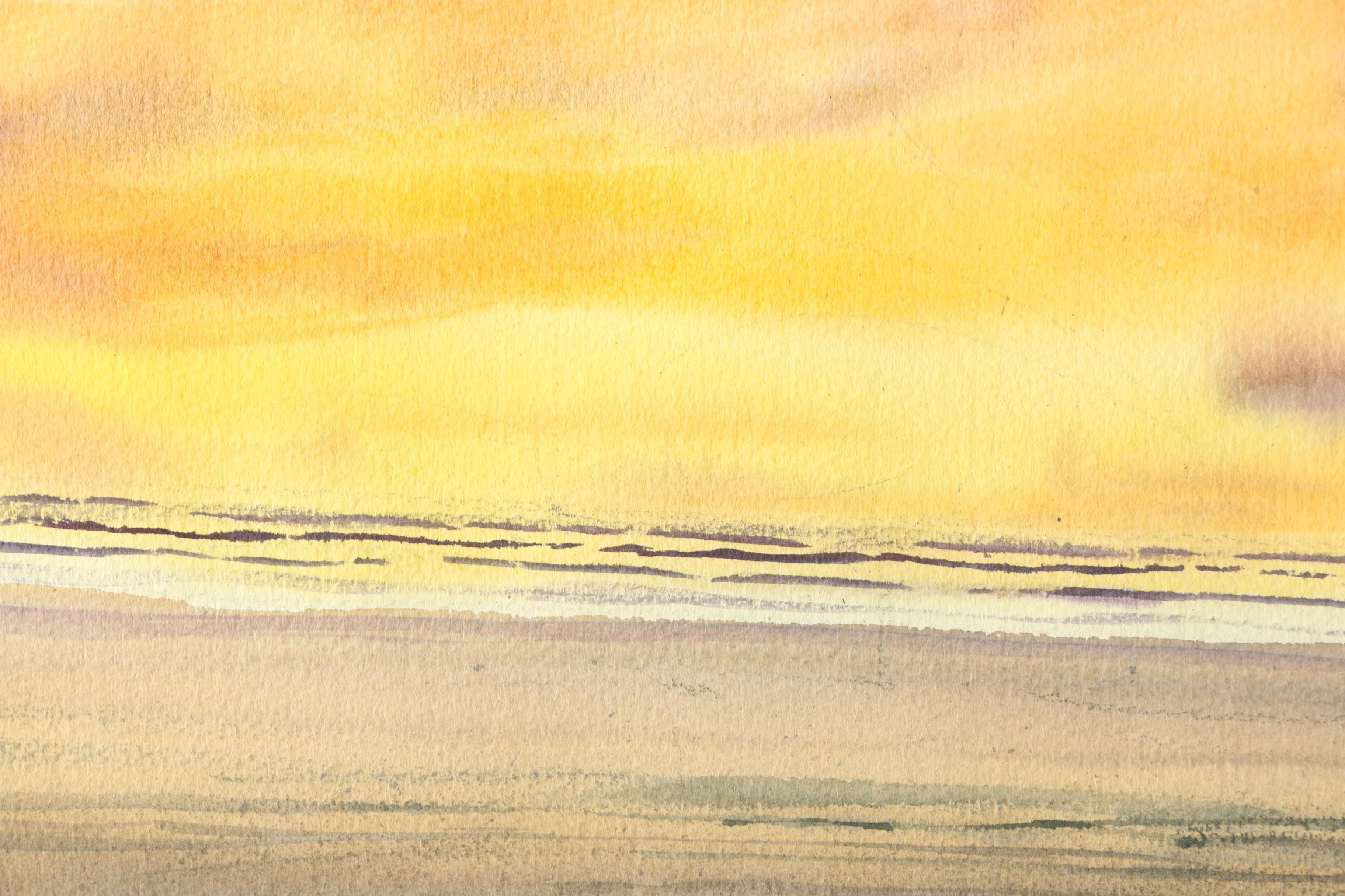 Jack Yelle Signed Original Watercolor of Sunset