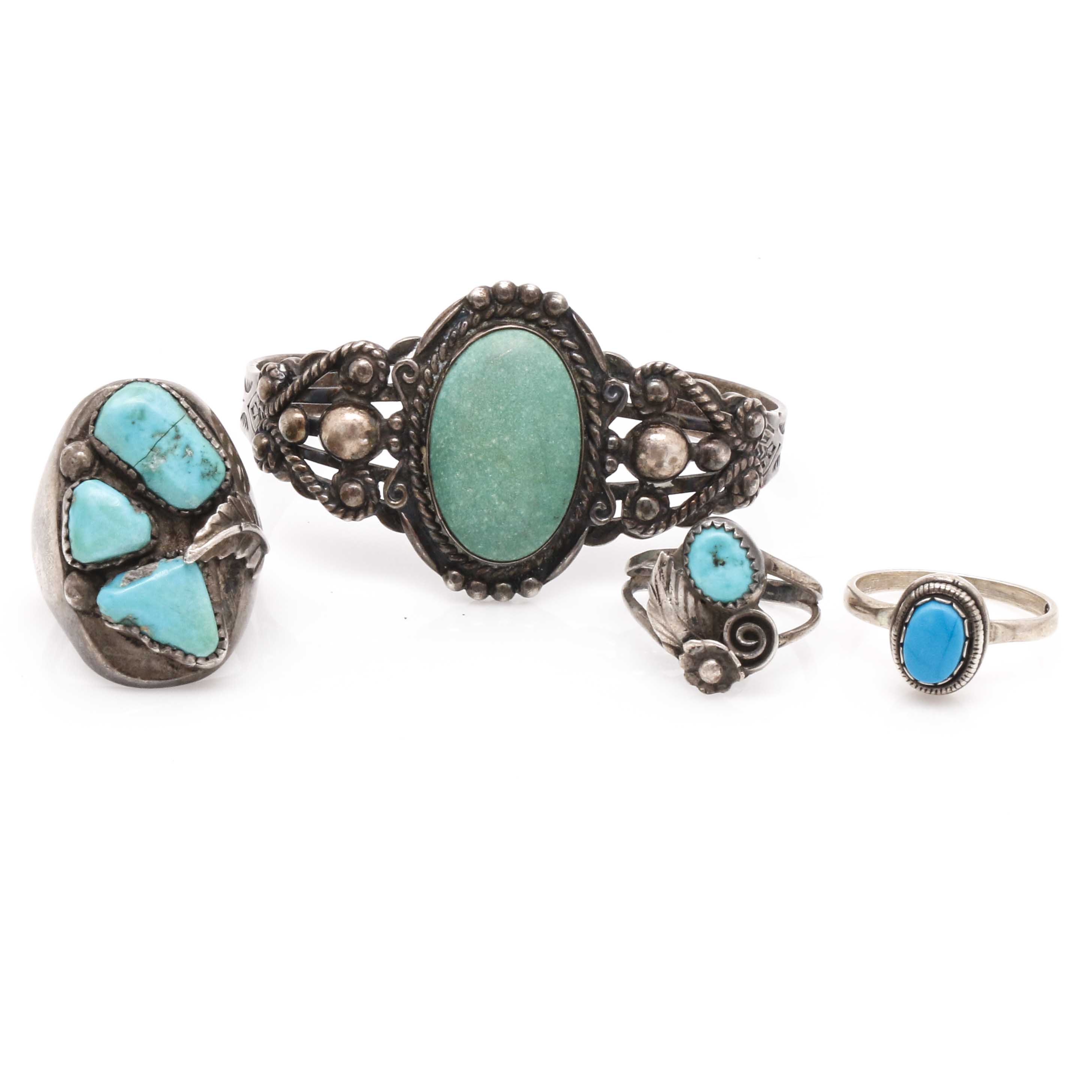 Native American Style Sterling Silver and Turquoise Jewelry