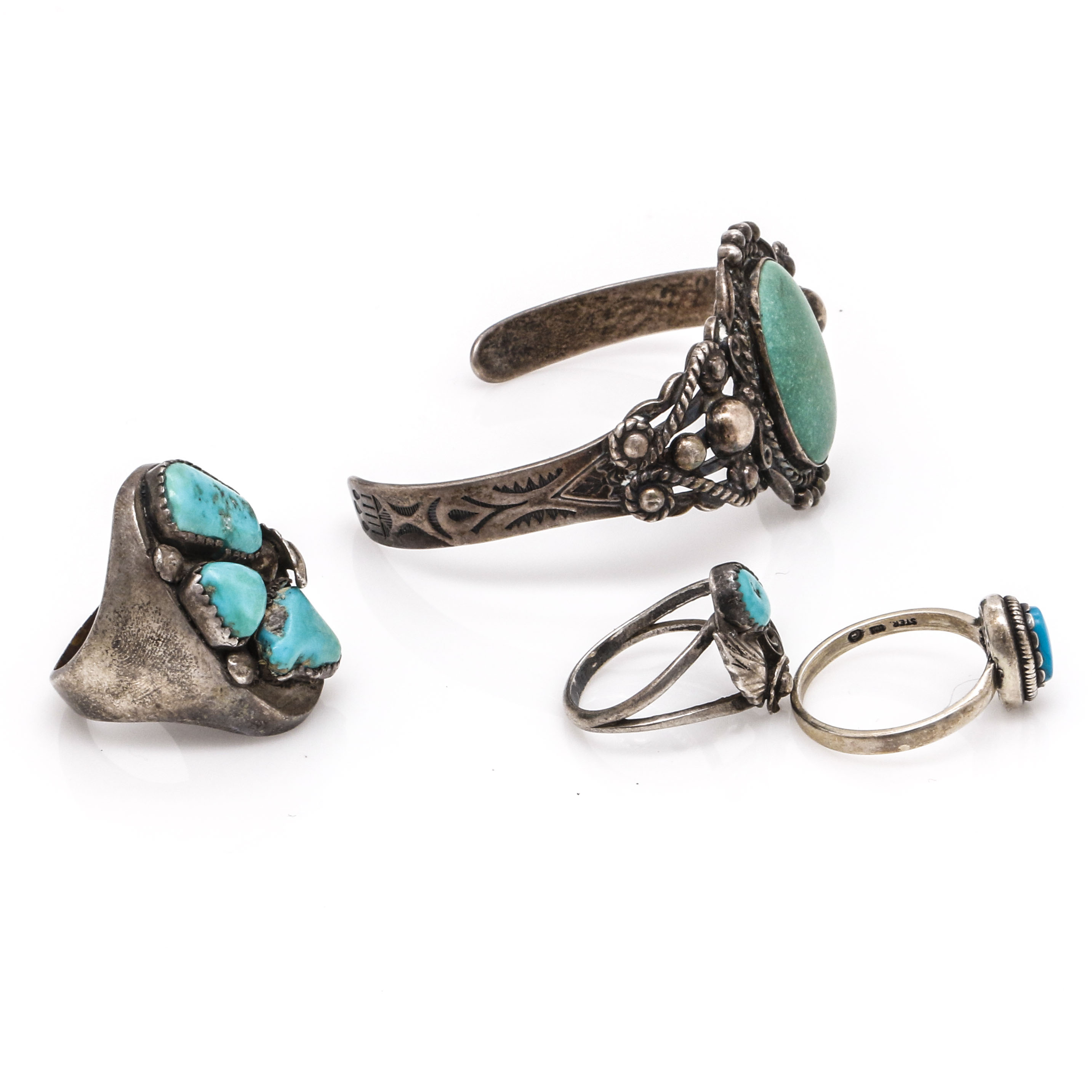 Native American Style Sterling Silver and Turquoise Jewelry