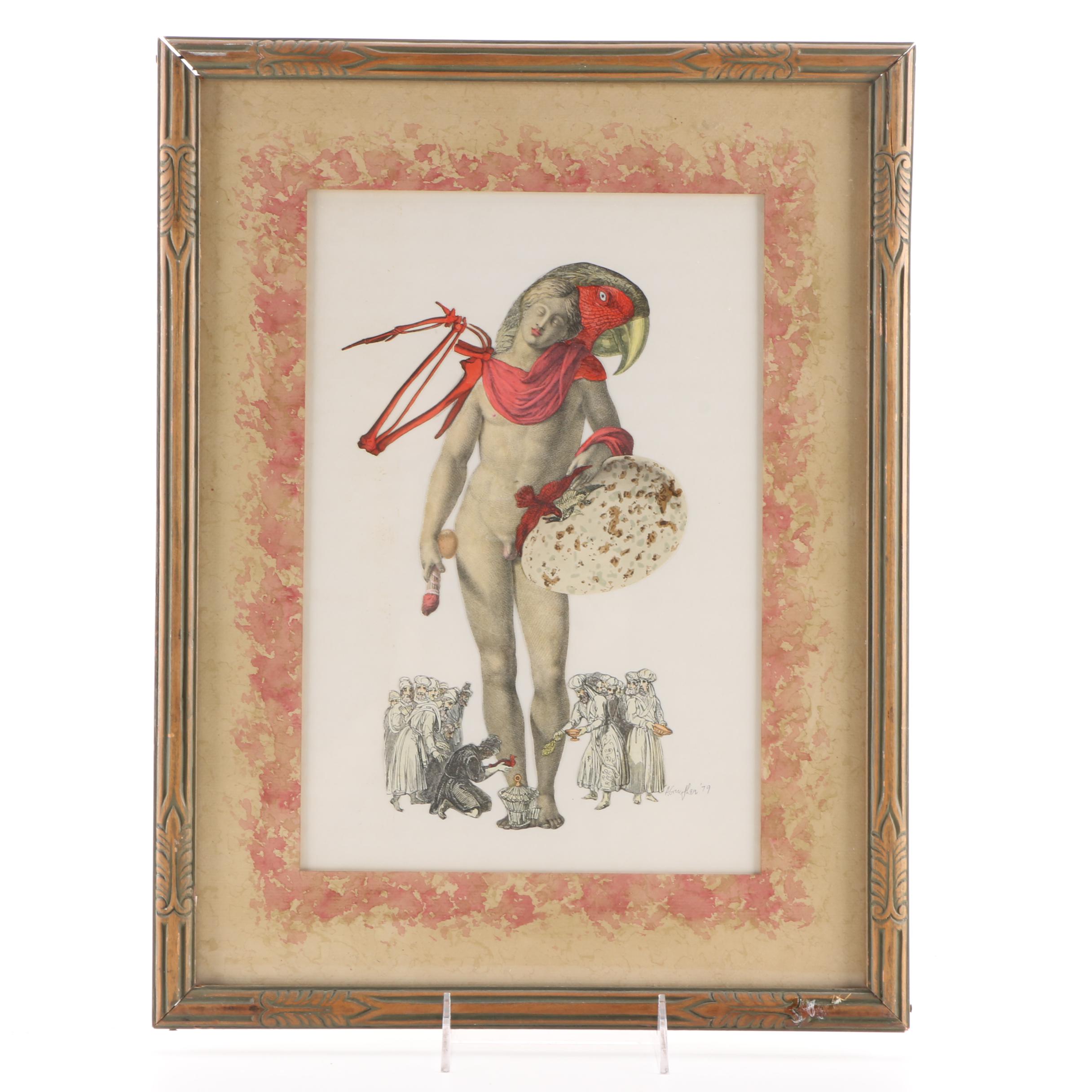 Anthony Guyther Symbolist Collage "Bird God Offering"